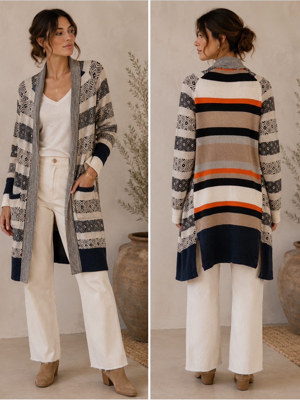 Oversized Cotton Cashmere Boho Longline Duster Cardigan